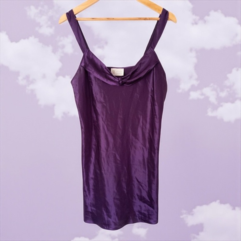 Y2K VTG Purple Satin Slip Dress Lingerie Large Fairy Grunge Whimsigoth Silky